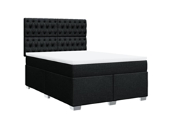 Maison Exclusive - Cama Box Spring Con Colchón Tela Negro 140x200 Cm