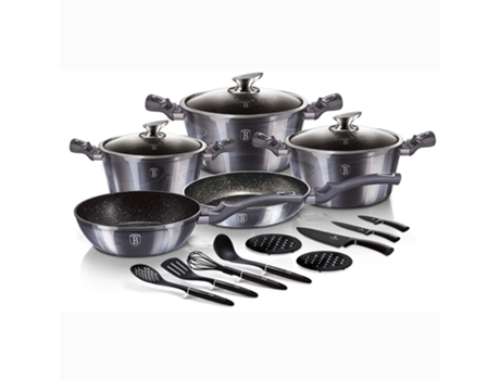 Baterías de Cocina BERLINGER HAUS (28-24-20 cm - Aluminio Forjado - Gris)