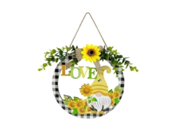 Letrero decorativo de bienvenida con marco redondo y estilo abeja