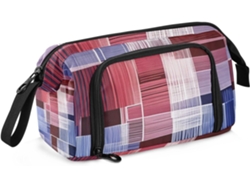 Besportble Estuche De Estilo Bohemio De Gran Capacidad Con Rayas Rojas Y Azules Irregulares Y Enseñanza Sup...