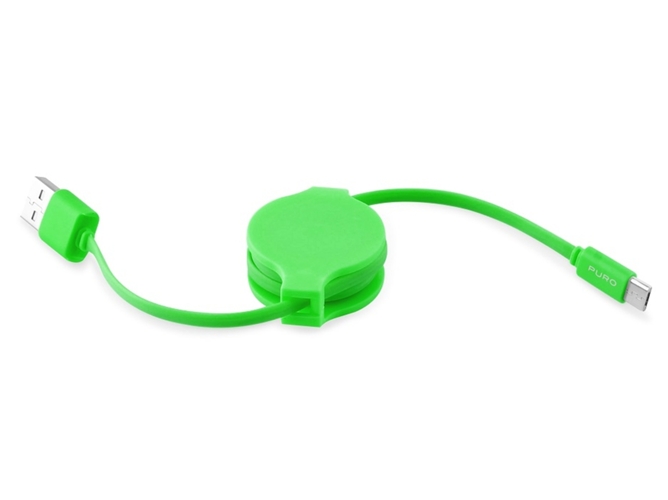 Cable PURO Retráctil (USB - MicroUSB - 0.8 m - Verde) — 2400 mAh | USB - Micro-USB | 0.8 m