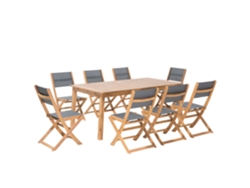 Conjunto de comedor 8 plazas de madera de acacia clara/gris BELIANI Cesana