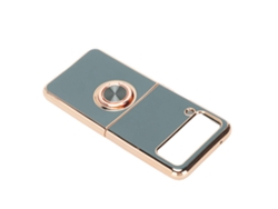 Capa Protetora Para Z Flip 3 Com Suporte De Dedo Giratório 360° E Fixação Magnética Para Carro Cinza