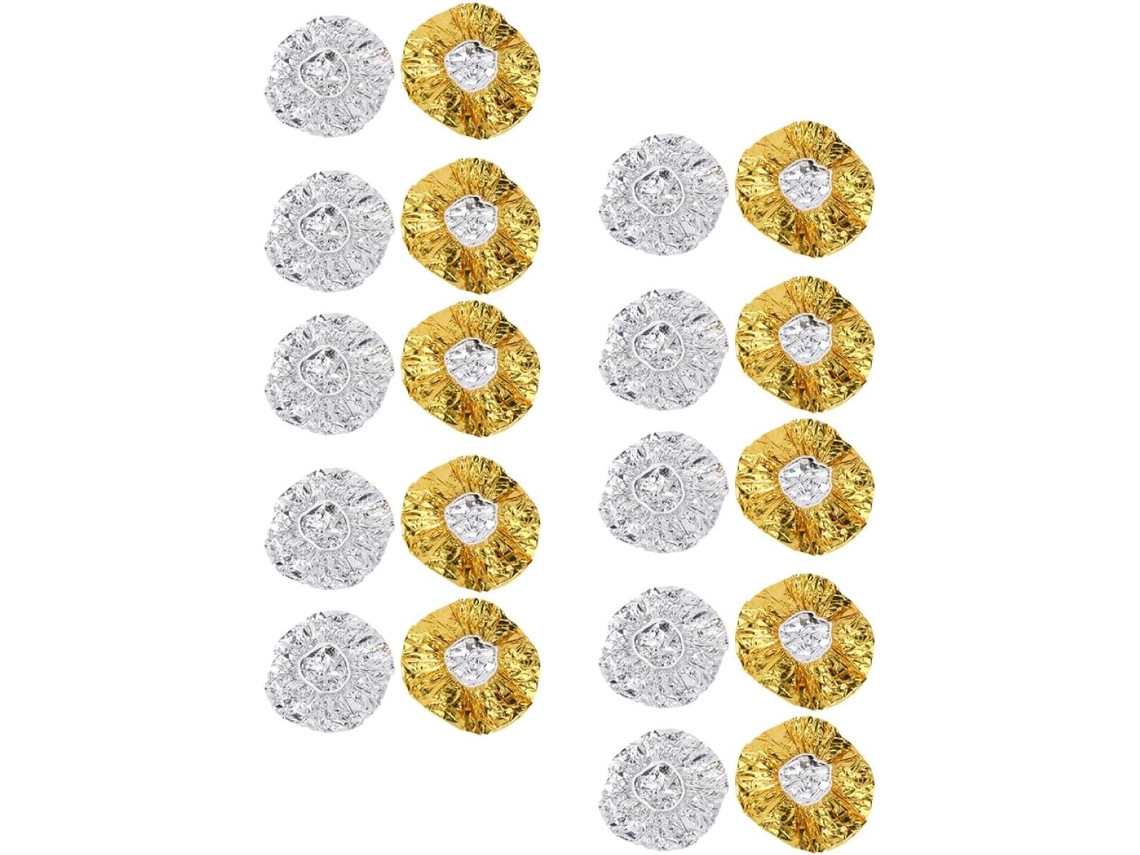 Lot De 20 Bonnets Thermiques En Aluminium Réutilisables, 10 Dorés 10 Argentés
