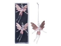 Christmas Decoration Cor de Rosa Árbol de Navidad Anjo Polipropileno 8 X 3 X 13 cm 2 Unidades