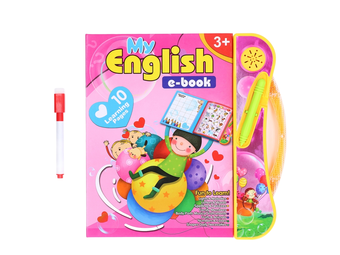 Máquina de aprendizaje interactiva multifuncional para niños, modelo 2026, con lápiz de tiza y borrador, para niños de 3 años en adelante, color rosa.