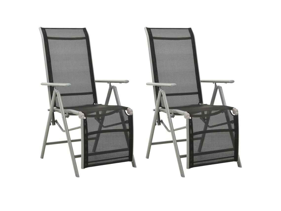 Sillas de jardín reclinables de 2 piezas DKD Home Decor, textileno y aluminio plateado