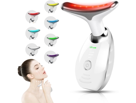 Masajeador facial y de cuello, masajeador facial y de cuello de 7 colores para el cuidado de la piel, herramienta de masaje facial multifuncional c...