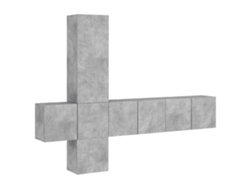 Conjunto de mueble de TV de pared en acabado madera Gris Cemento, EXCLUSIVO DE MAISON