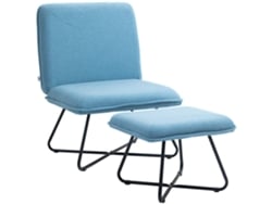 Sillón de lectura con reposapiés y base de acero, color azul claro Cross.