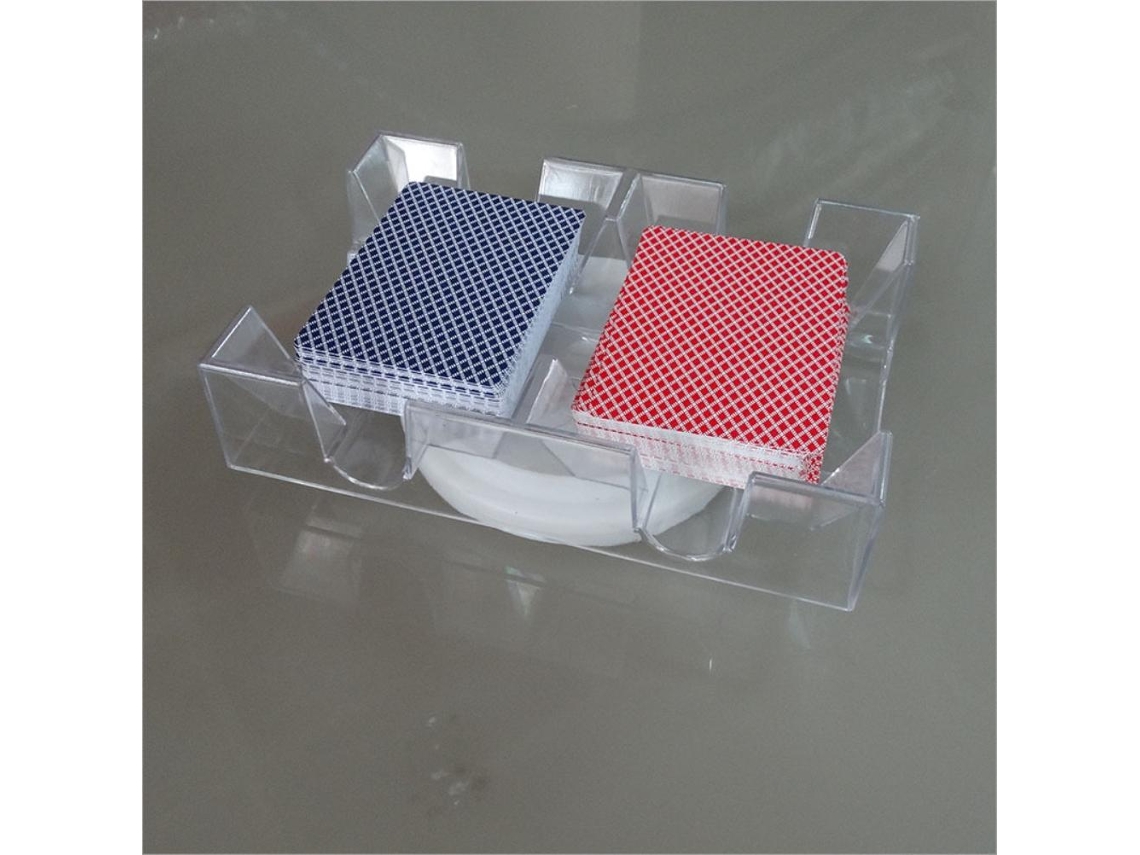 Porta cartas giratorio con bandeja y caja de póker con 2 pares de barajas