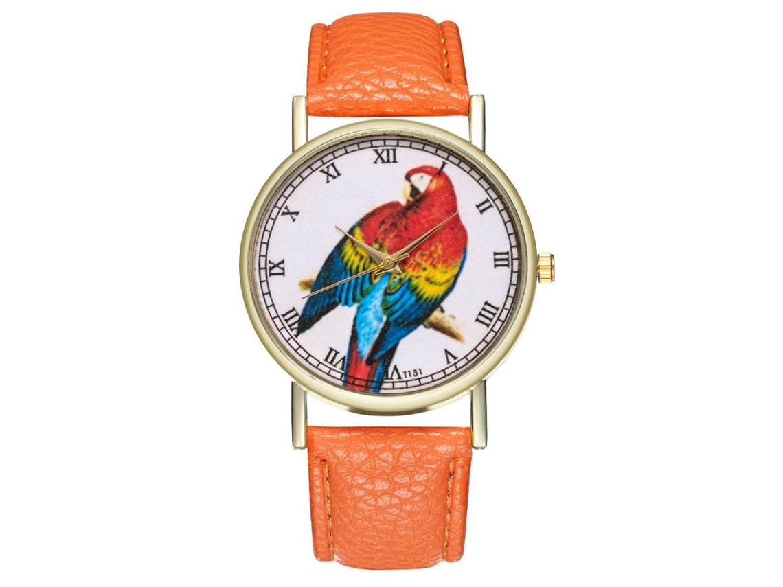 Reloj De Pulsera Unisex Zhoulianfa Fashion Quartz De Piel Sintética Naranja.