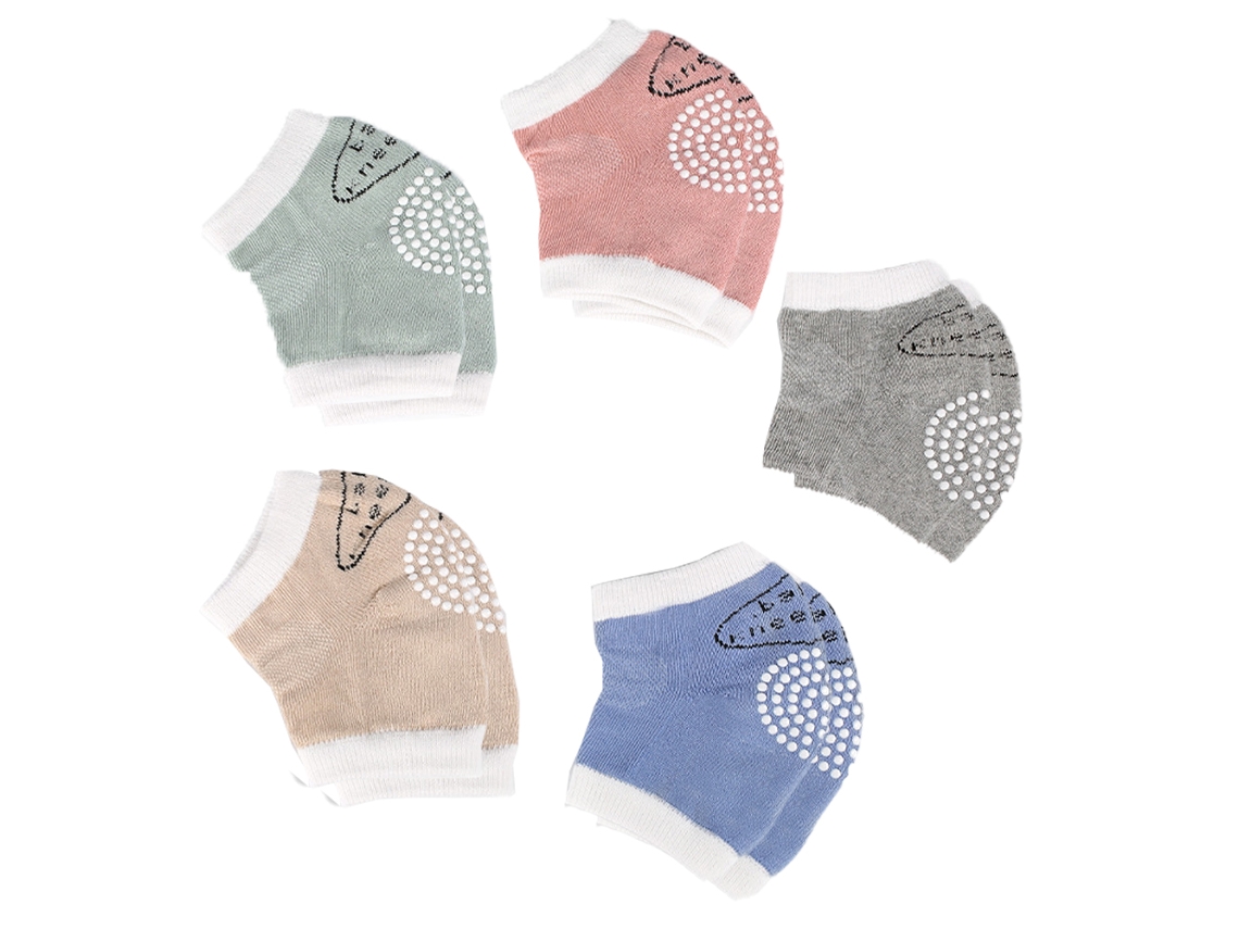 5 pares de rodilleras de algodón para bebés, protectores antideslizantes para piernas de gateo, rodilleras de seguridad, versión curvada para bebés de rodilleras