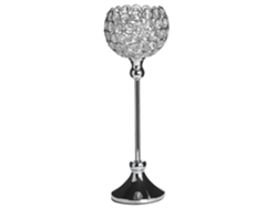 Portavelas de cristal BELIANI Esternay de Metal Plateado 13x13x27