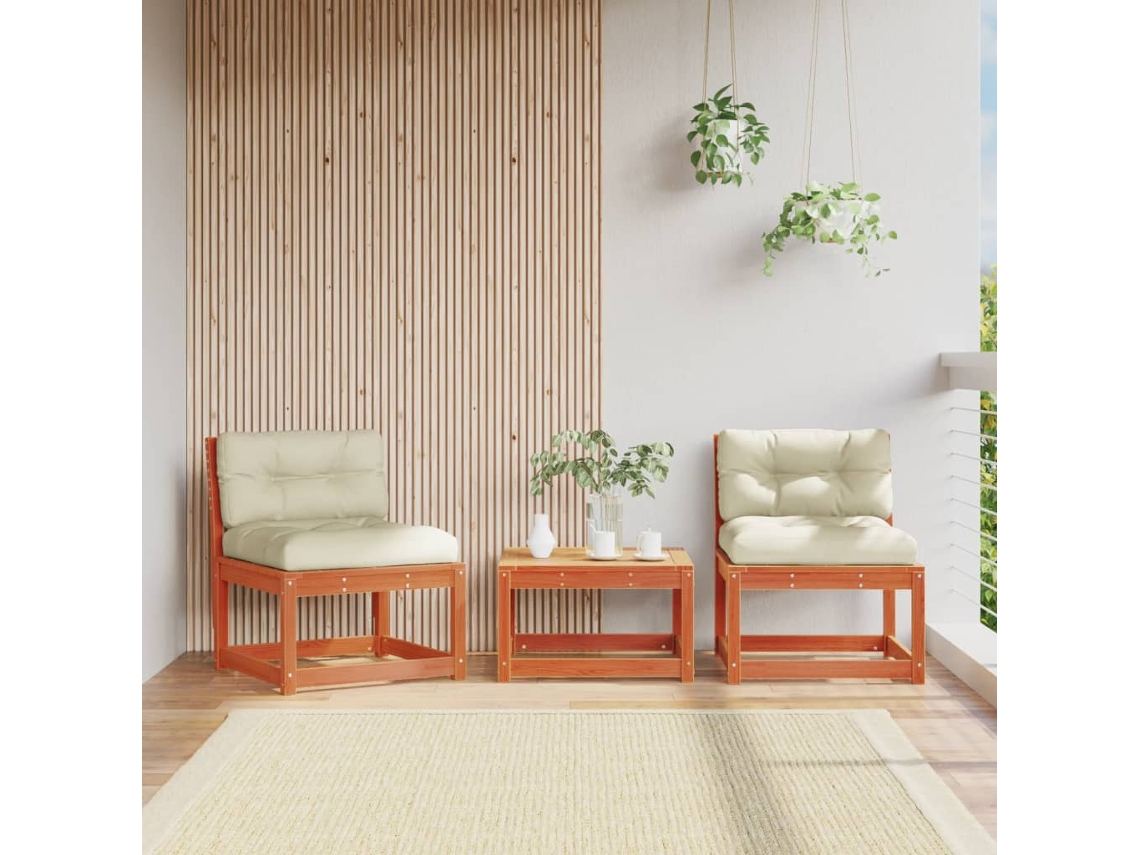 Sofás Jardín | Sofá De Exterior Con Cojines 2 Uds Madera Maciza Pino Marrón Cera Wsd969945