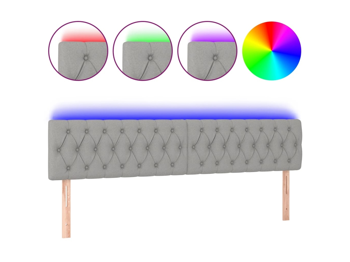 Cabecero con luces LED, tela gris claro, MAISON EXCLUSIVE (180x7x78 cm)