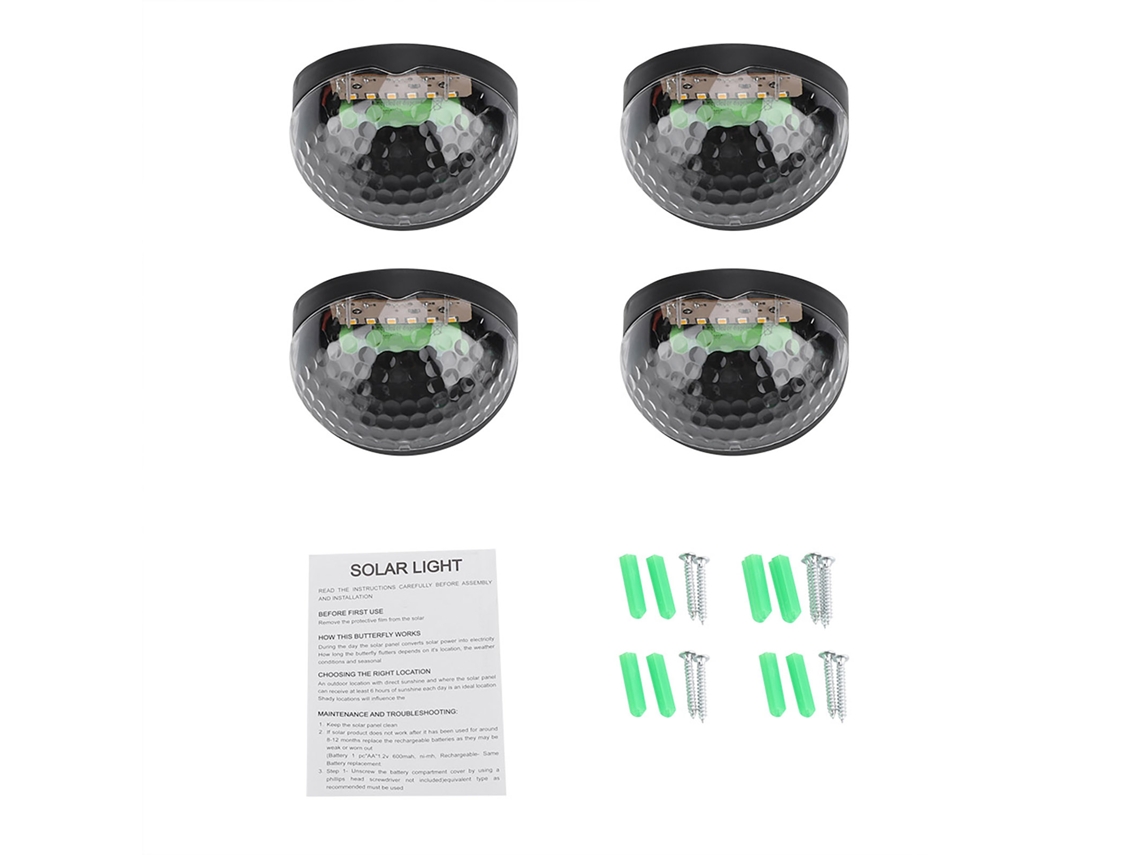 Rebe-4 Piezas Luces Led Solares Exteriores Impermeables Para Pared Patio Negro