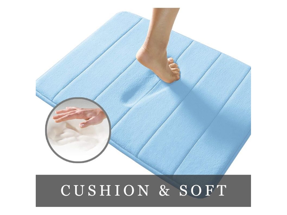 2026-tapete De Baño De Espuma De Memoria 15.5"x23" Coral Fleece Antideslizante Absorbente Suave Lavable Máquina Azul
