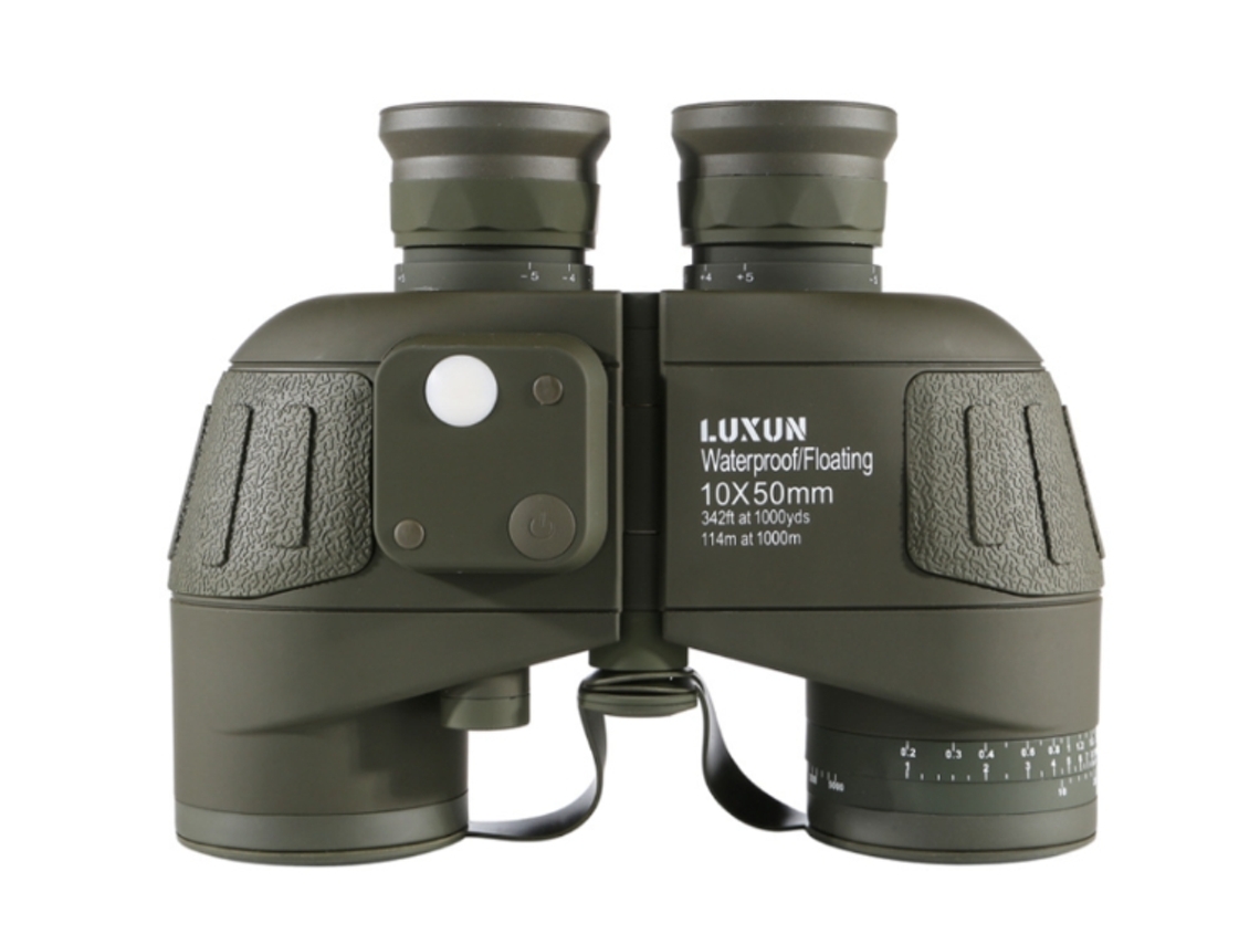 Potentes binoculares 10x50 para adultos con telémetro iluminado y brújula para observación con poca luz, observación de aves, navegación y más.