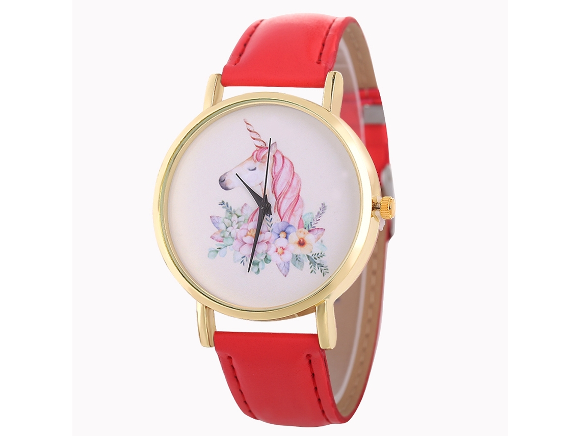 Reloj De Pulsera De Cuarzo Informal Para Mujer Con Correa De Piel Sintética Roja.