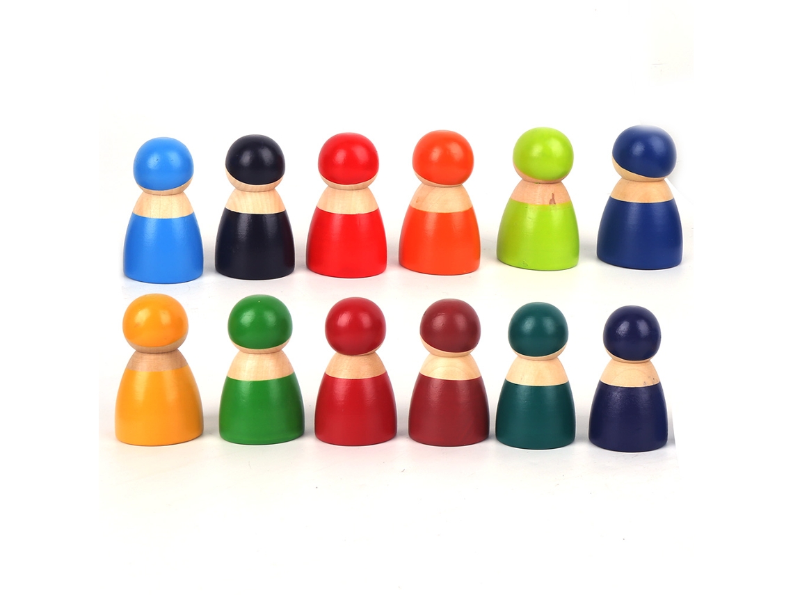 Yncm-12pcs Juguetes De Madera Para Niños Muñecos De Rol Juego Educativo Aprendizaje Figuras Infantiles
