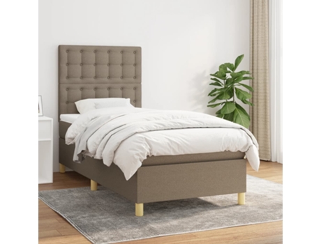 vidaXL Cama con somier y colchón 90x190 cm tela gris marrón