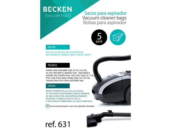Bolsa de aspirador BECKEN REFª631 (5 unidades)