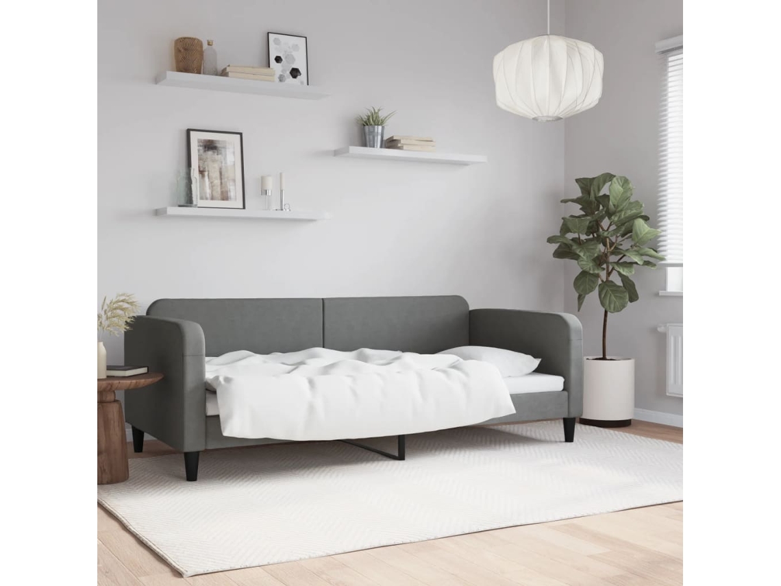 Sofá Cama Sin Colchón Tela Gris Oscuro 90x200 Cm