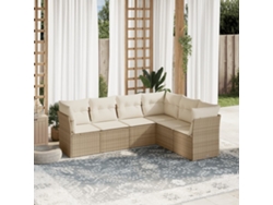 Conjunto de 6 sofás de jardín con cojines de mimbre beige Dkd Home Decor