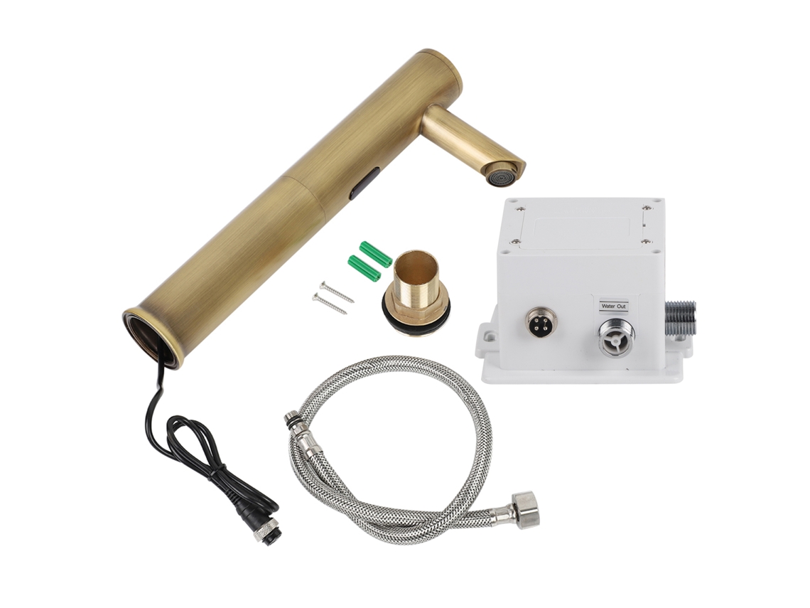 Grifo de lavabo automático con sensor y accionamiento manos libres.