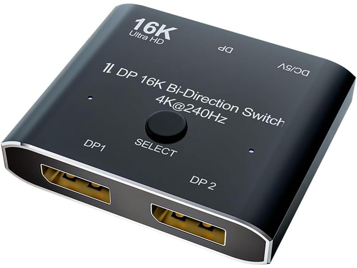 Conmutador Bidireccional Dp16k De 8k A 120 Hz Y Convertidor De 4k A 240 Hz.