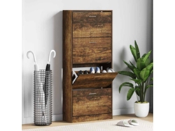 Mueble Zapatero | Armario Zapatero Madera Contrachapada Roble Ahumado 63x24x147 Cm
