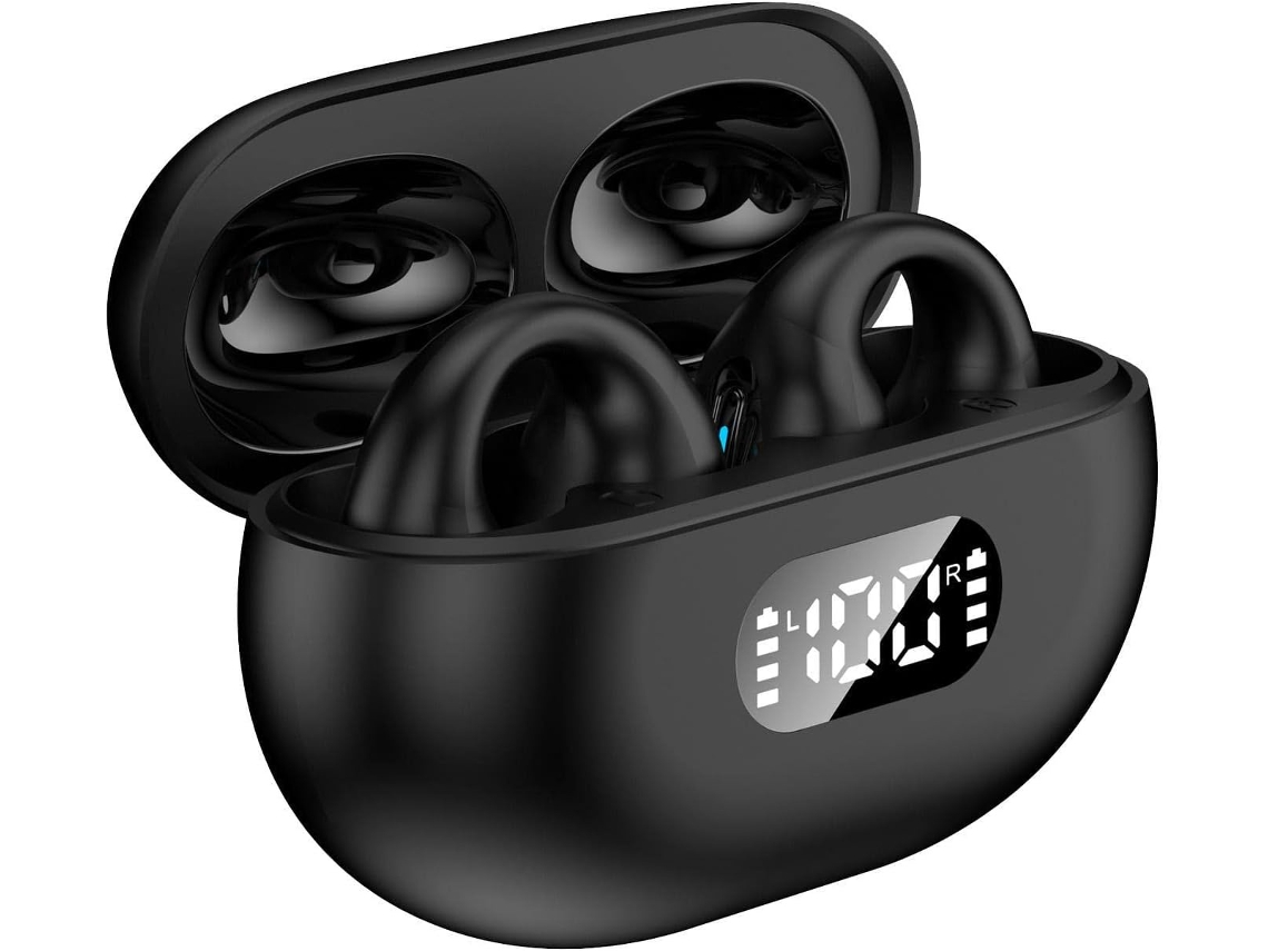 Auriculares de conducción ósea, auriculares inalámbricos con clip para la oreja, auriculares de conducción ósea abiertos, auriculares Bluetooth.