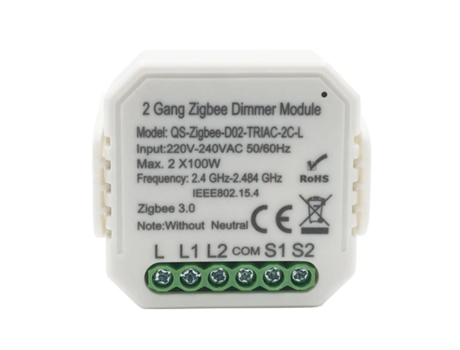 Módulo de Interruptor de Dimmer Inteligente 3.0 SLOWMOOSE (2 Gang / Sin Neutro)