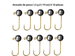 Pacote com 10 Anzóis Miniatura, Aço Alto Carbono, 1,5 G