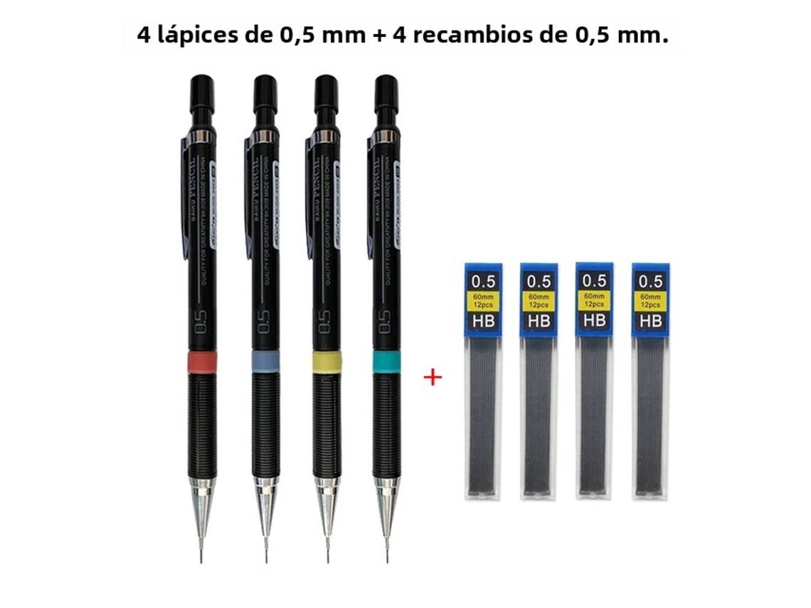 Portaminas Mecánicas De 0,5 Mm Con Mina Reemplazable Y Recambio Automático De Cerdas.