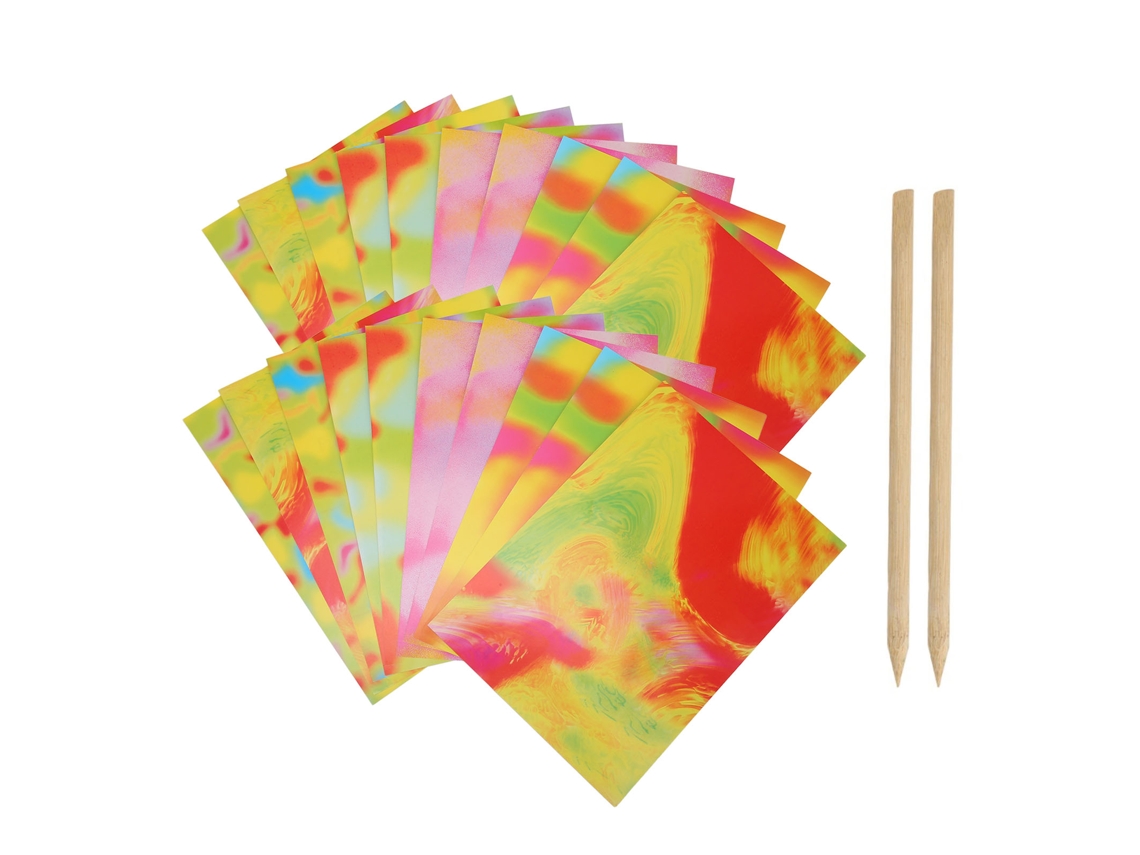 Set De Arte Con Papel Para Garabatear Para Niños, 20 Hojas Con 2 Lápices De Bambú.