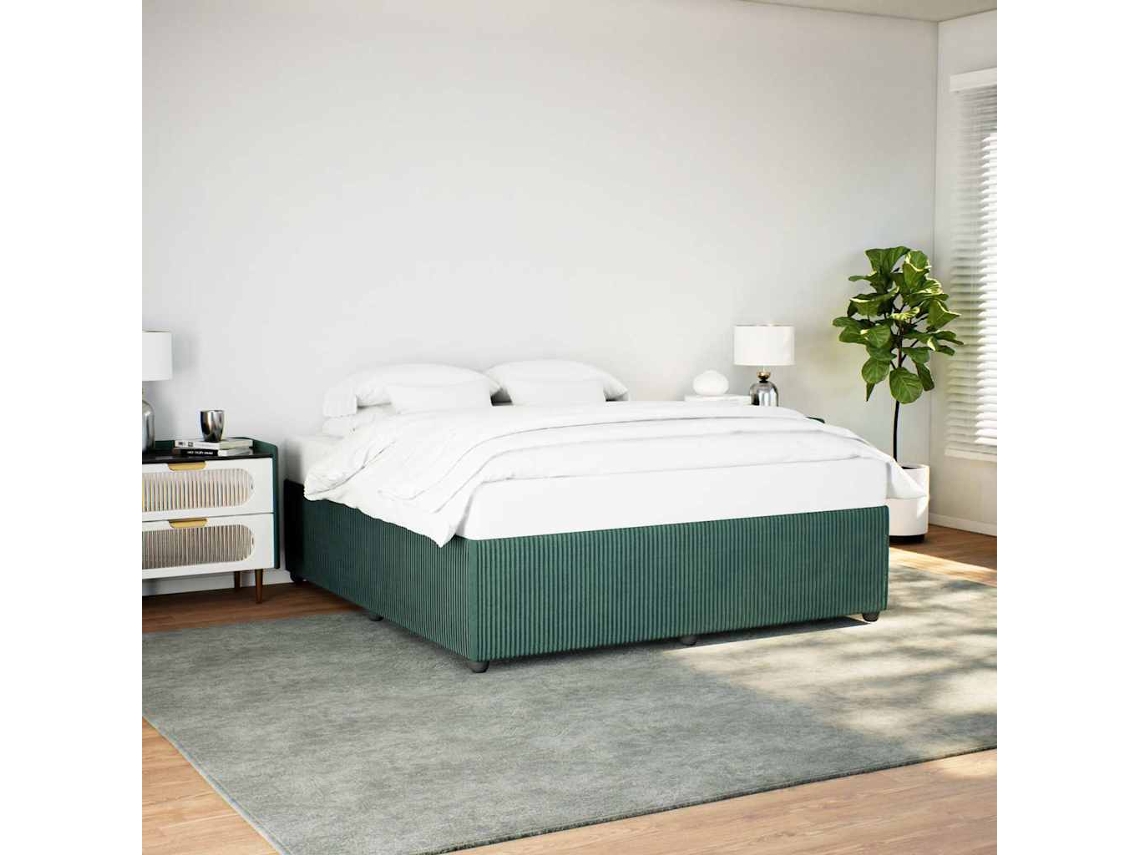 Estructura Cama Sin Colchón Terciopelo Verde Oscuro 200x200 Cm
