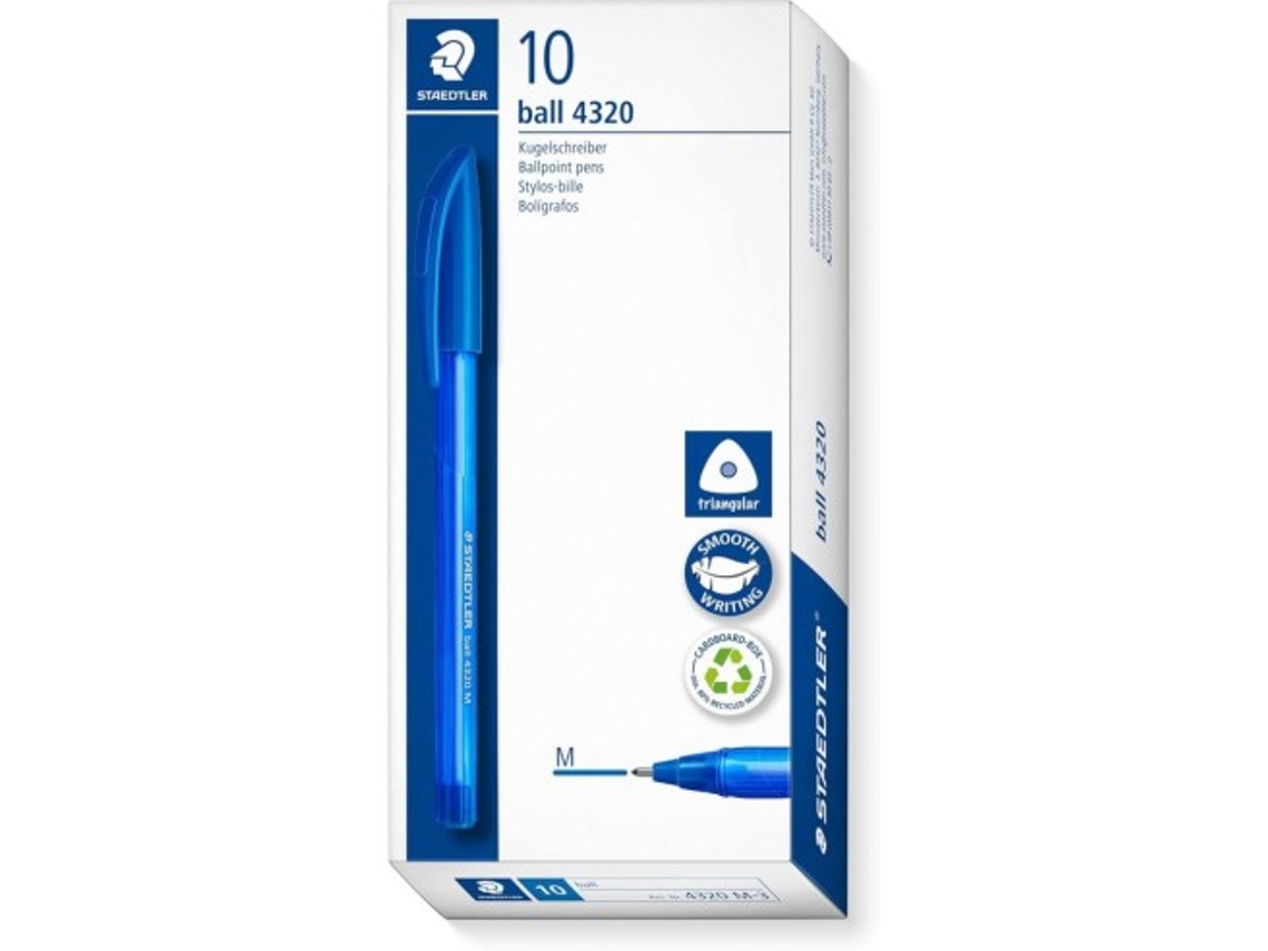 Bolígrafo retráctil triangular Staedtler Ball 4320 M, color azul, C/10