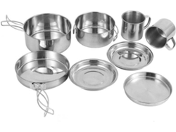 Juego de cocina portátil multifuncional de acero.