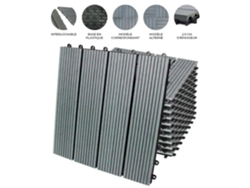 Baldosas para terraza - MONSTERSHOP - Compuesto de madera - 99 baldosas - 30cmx30cm - Clip-on - Gris