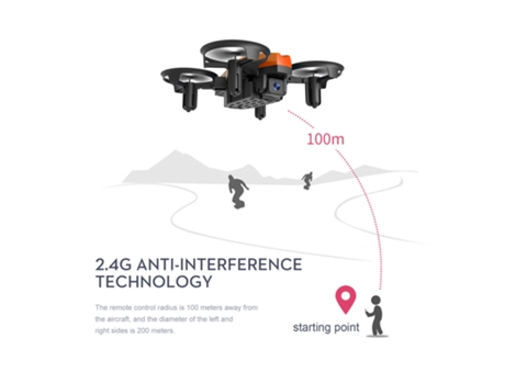 VPCOMERCIAL - Drone Gt1 con control remoto para niños (Duración de la batería: 8 min - 3 baterías - Naranja)