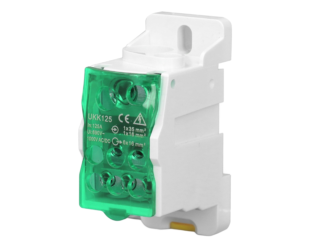 2026-caja De Distribución Din Rail Con Terminales De Bloque Universal, Conector De Cable Eléctrico, 690v 125a Verde