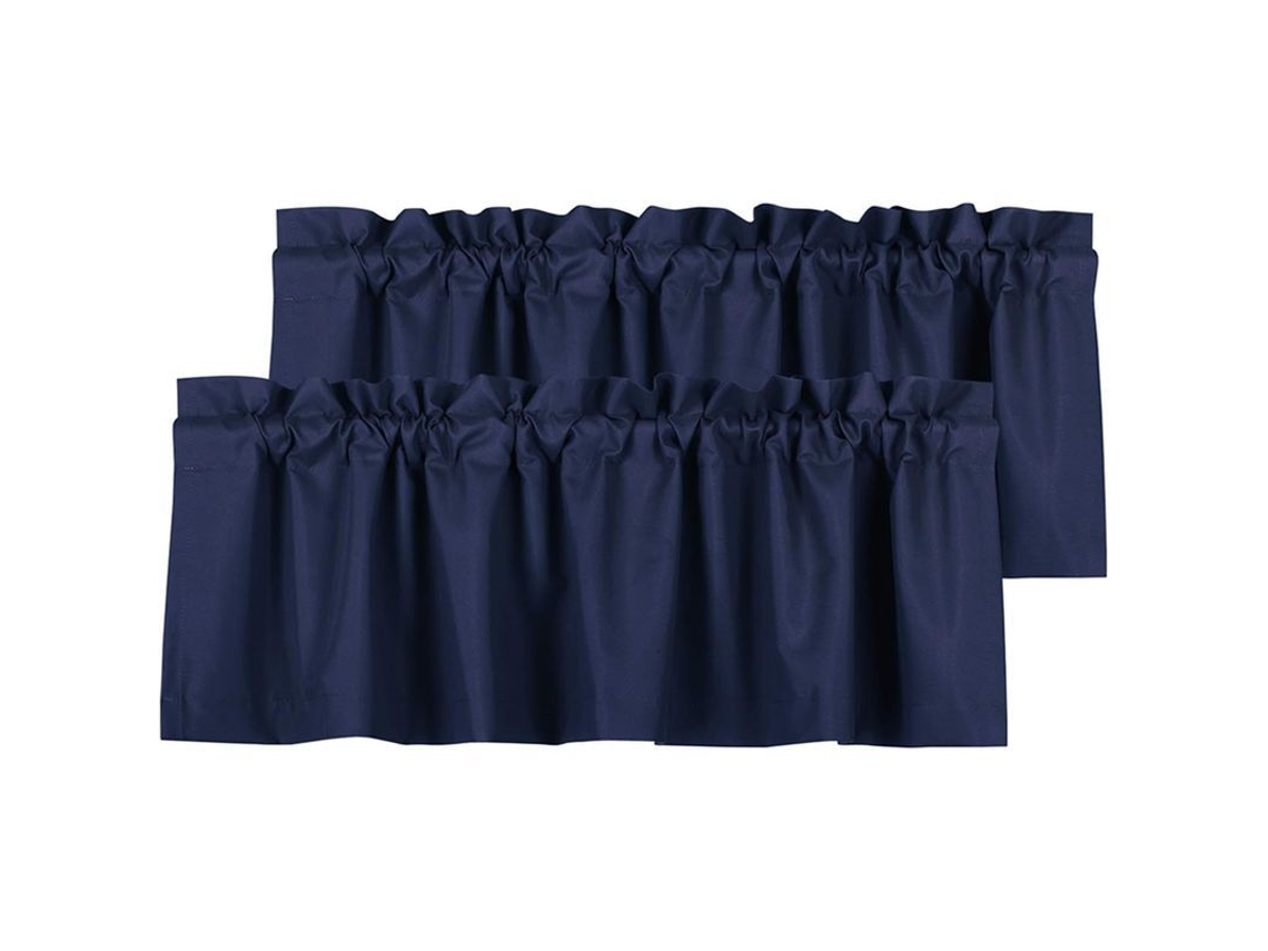 Persianas Opacas Impermeables Tipo Cenefa Para Cocina Y Baño, 2 Paneles, 52 X 18 Pulgadas, Azul Marino