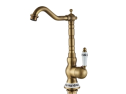 Grifo para lavabo, acabado en latón antiguo, mezclador monomando, alto antiguo