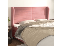 Cabecero Con Orejas De Terciopelo Rosa 183x23x118/128 Cm