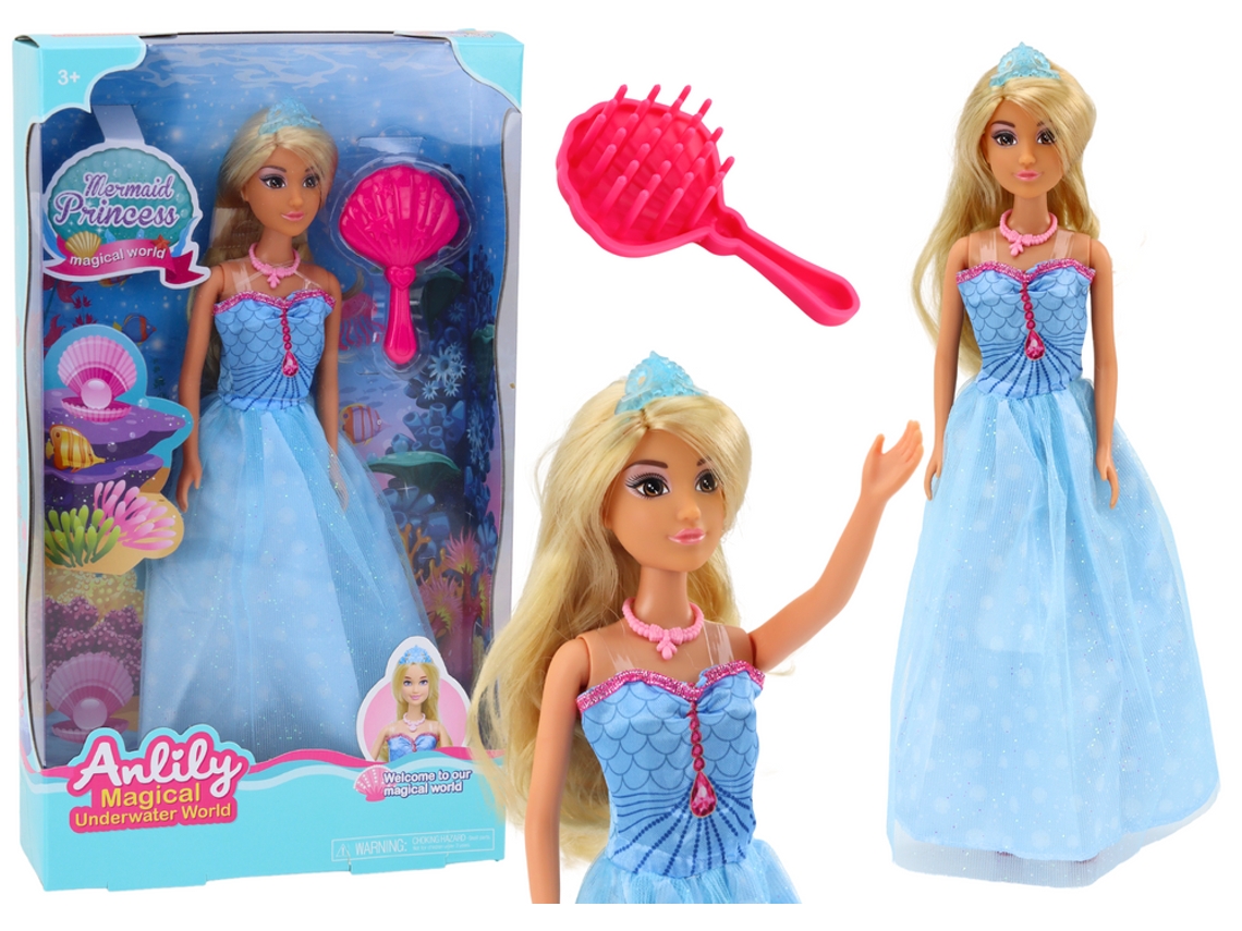 Cepillo para muñeca Anlily Mermaid Princess Blue Dress B.active