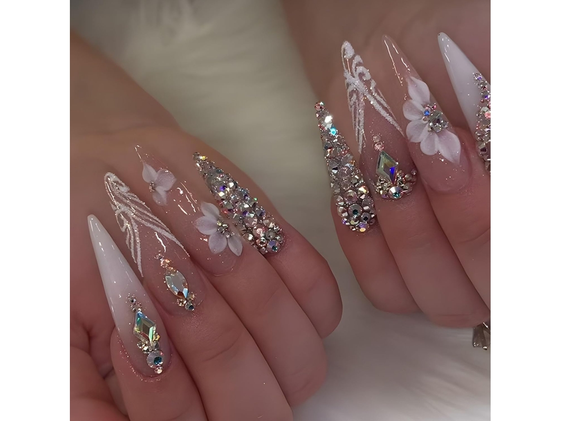 Juego De 24 Tacones De Aguja Artificiales Para Pegar En Las Uñas Para Mujeres Y Niñas.