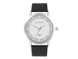 Reloj De Pulsera De Cuarzo Para Hombre Y Mujer Con Correa De Piel Sintética, Estilo Casual, Blanco Y Negro.