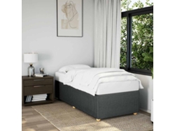 Estructura De Cama Sin Colchón Tela Gris Oscuro 90x190 Cm